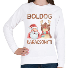 PRINTFASHION Boldog karácsonyt! - Női pulóver - Fehér női pulóver, kardigán