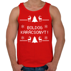 PRINTFASHION Boldog karácsonyt rénszarvas - Férfi atléta - Piros