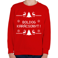 PRINTFASHION Boldog karácsonyt rénszarvas - Gyerek pulóver - Piros gyerek pulóver, kardigán