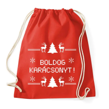 PRINTFASHION Boldog karácsonyt rénszarvas - Sportzsák, Tornazsák - Piros tornazsák
