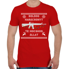 PRINTFASHION Boldog karácsonyt te mocskos állat - Férfi póló - Piros férfi póló