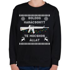 PRINTFASHION Boldog karácsonyt te mocskos állat - Gyerek pulóver - Fekete gyerek pulóver, kardigán