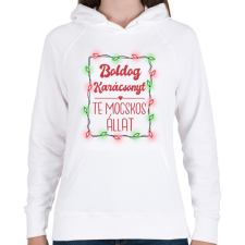 PRINTFASHION Boldog Karácsonyt te mocskos állat - Női kapucnis pulóver - Fehér női pulóver, kardigán