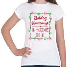 PRINTFASHION Boldog Karácsonyt te mocskos állat - Női póló - Fehér női póló