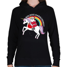 PRINTFASHION Boldog karácsonyt unikornison - Női kapucnis pulóver - Fekete