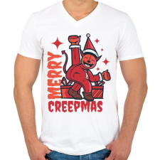 PRINTFASHION Boldog Karit - Merry Creepmas - Férfi V-nyakú póló - Fehér férfi póló