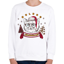 PRINTFASHION Boldog Macskarácsonyt! - Gyerek pulóver - Fehér gyerek pulóver, kardigán