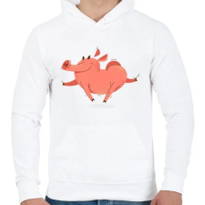 PRINTFASHION Boldog malac - Férfi kapucnis pulóver - Fehér női pulóver, kardigán