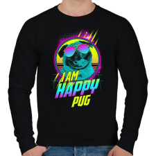 PRINTFASHION Boldog mopsz - Férfi pulóver - Fekete férfi pulóver, kardigán