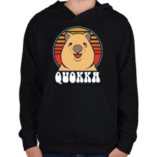 PRINTFASHION Boldog Quokka - Gyerek kapucnis pulóver - Fekete gyerek pulóver, kardigán