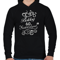 PRINTFASHION Boldog_születésnapot_60.png - Férfi kapucnis pulóver - Fekete
