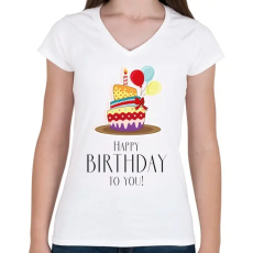 PRINTFASHION Boldog születésnapot!  - Női V-nyakú póló - Fehér