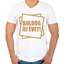 PRINTFASHION Boldog Új Évet! 03 - Férfi V-nyakú póló - Fehér férfi póló