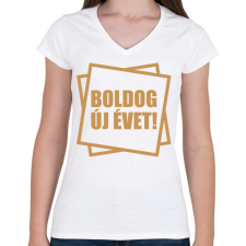 PRINTFASHION Boldog Új Évet! 03 - Női V-nyakú póló - Fehér női póló