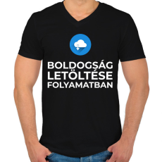 PRINTFASHION BOLDOGSÁG LETÖLTÉSE FOLYAMATBAN - Férfi V-nyakú póló - Fekete