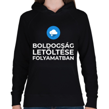 PRINTFASHION BOLDOGSÁG LETÖLTÉSE FOLYAMATBAN - Női kapucnis pulóver - Fekete női pulóver, kardigán