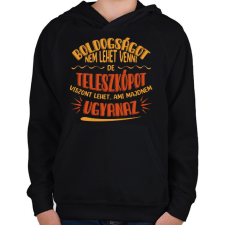 PRINTFASHION Boldogság - Teleszkóp - Gyerek kapucnis pulóver - Fekete gyerek pulóver, kardigán