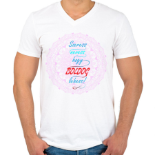 PRINTFASHION Boldogságpóló - Férfi V-nyakú póló - Fehér férfi póló