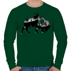 PRINTFASHION Bölény - Férfi pulóver - Sötétzöld