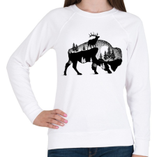 PRINTFASHION Bölény - Női pulóver - Fehér női pulóver, kardigán