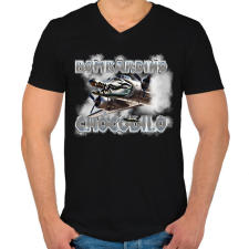 PRINTFASHION Bombardino Crocodilo - Férfi V-nyakú póló - Fekete férfi póló