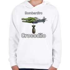 PRINTFASHION Bombardiro Crocodilo - Gyerek kapucnis pulóver - Fehér gyerek pulóver, kardigán