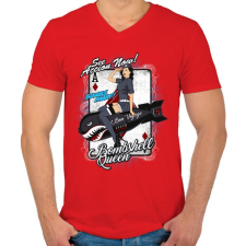 PRINTFASHION Bombázó királynő - Férfi V-nyakú póló - Piros férfi póló