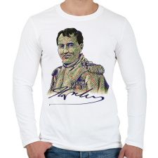 PRINTFASHION Bonaparte Napoleon színes - Férfi hosszú ujjú póló - Fehér férfi póló