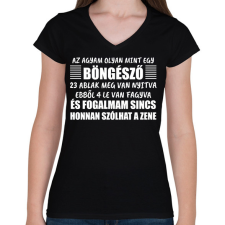 PRINTFASHION Böngésző agy - Női V-nyakú póló - Fekete női póló
