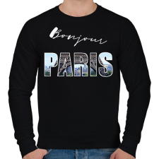 PRINTFASHION bonjour paris - Férfi pulóver - Fekete férfi pulóver, kardigán
