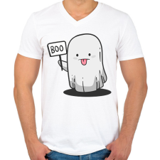 PRINTFASHION Boo - Férfi V-nyakú póló - Fehér férfi póló