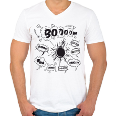 PRINTFASHION boom - Férfi V-nyakú póló - Fehér