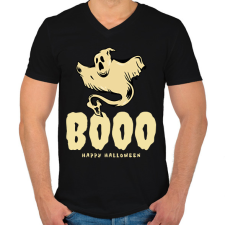 PRINTFASHION BOOO - Férfi V-nyakú póló - Fekete férfi póló