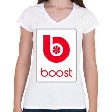 PRINTFASHION BOOST - Női V-nyakú póló - Fehér