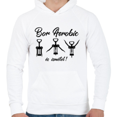 PRINTFASHION Bor Aerobic - Férfi kapucnis pulóver - Fehér