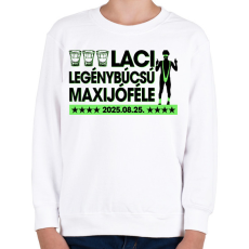 PRINTFASHION Borat legénybúcsú - Egyedi névvel, dátummal - Gyerek pulóver - Fehér