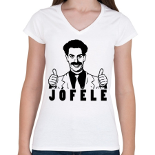 PRINTFASHION Borat - Női V-nyakú póló - Fehér női póló