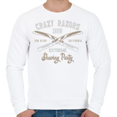 PRINTFASHION Borbély 02 - Crazy razors - Férfi pulóver - Fehér