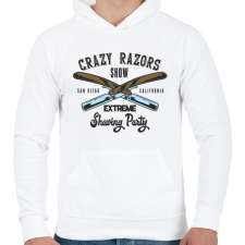 PRINTFASHION Borbély 03 - Crazy razors - Férfi kapucnis pulóver - Fehér férfi pulóver, kardigán
