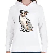 PRINTFASHION Border Collie drawing - Női kapucnis pulóver - Fehér női pulóver, kardigán