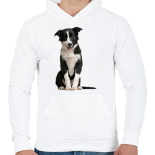 PRINTFASHION Border collie póló - Férfi kapucnis pulóver - Fehér férfi pulóver, kardigán