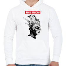 PRINTFASHION Boris Brejcha - Férfi kapucnis pulóver - Fehér férfi pulóver, kardigán