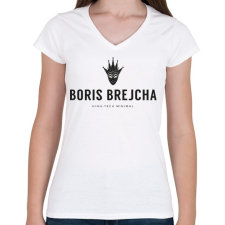 PRINTFASHION Boris Brejcha High-Tech Minimal - Női V-nyakú póló - Fehér női póló