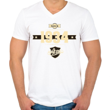 PRINTFASHION born-in-1934-cream-choco - Férfi V-nyakú póló - Fehér férfi póló