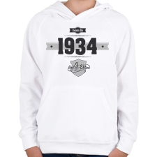 PRINTFASHION born-in-1934-(dark&lightgrey) - Gyerek kapucnis pulóver - Fehér gyerek pulóver, kardigán