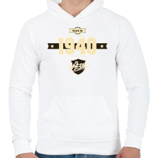 PRINTFASHION born-in-1940-cream-choco - Férfi kapucnis pulóver - Fehér