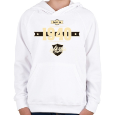 PRINTFASHION born-in-1940-cream-choco - Gyerek kapucnis pulóver - Fehér gyerek pulóver, kardigán