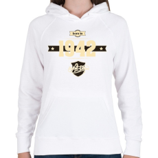 PRINTFASHION born-in-1942-cream-choco - Női kapucnis pulóver - Fehér