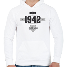 PRINTFASHION born-in-1942-(dark&lightgrey) - Férfi kapucnis pulóver - Fehér férfi pulóver, kardigán