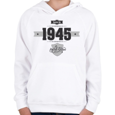 PRINTFASHION born-in-1945-(dark&lightgrey) - Gyerek kapucnis pulóver - Fehér